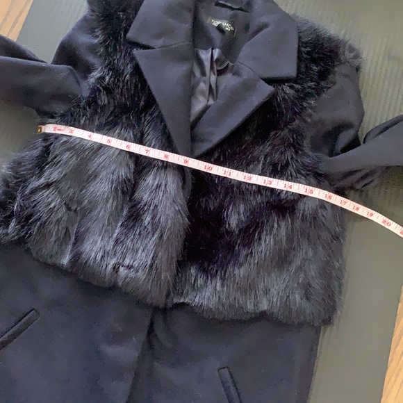 TopShop Longline Pea Coat Faux Fur Vest Navy Small - Picture 12 of 15